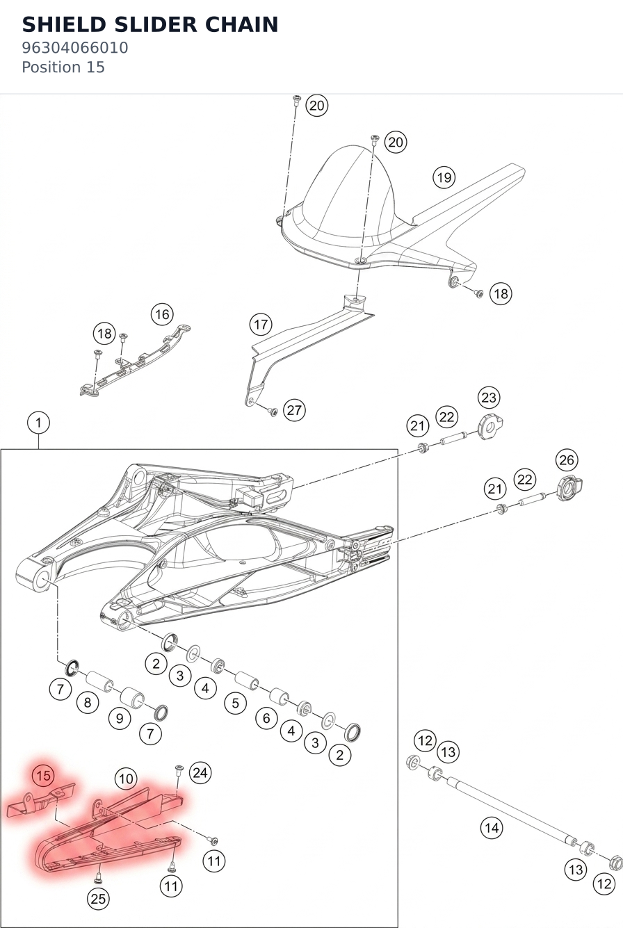Diagram preview: SHIELD SLIDER CHAIN (96304066010)