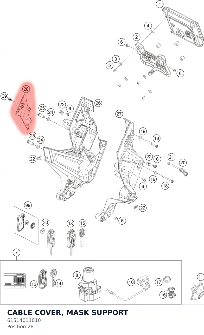 Diagram preview: CABLE COVER, MASK SUPPORT (61514011010)