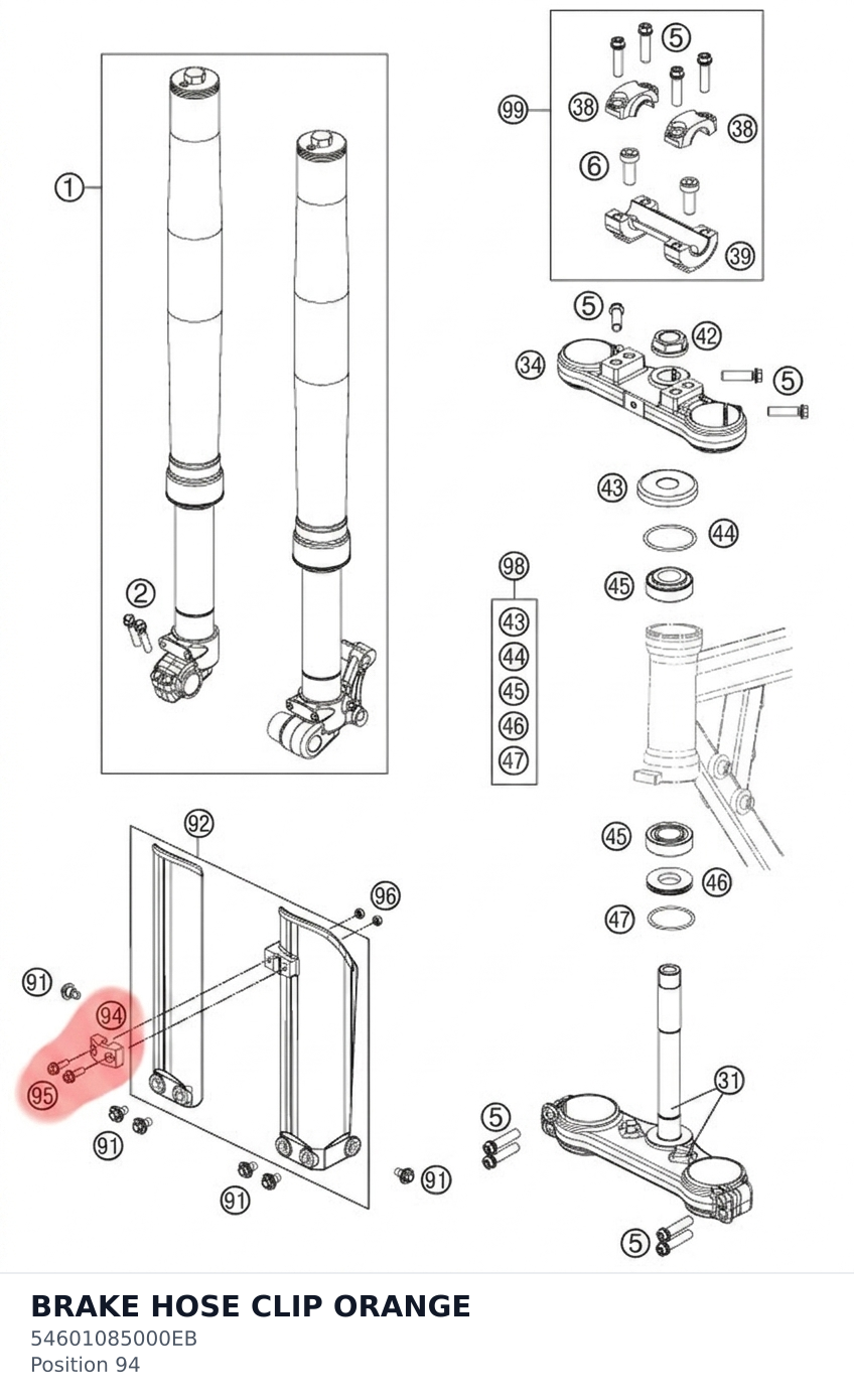 Diagram preview: BRAKE HOSE CLIP ORANGE (54601085000EB)