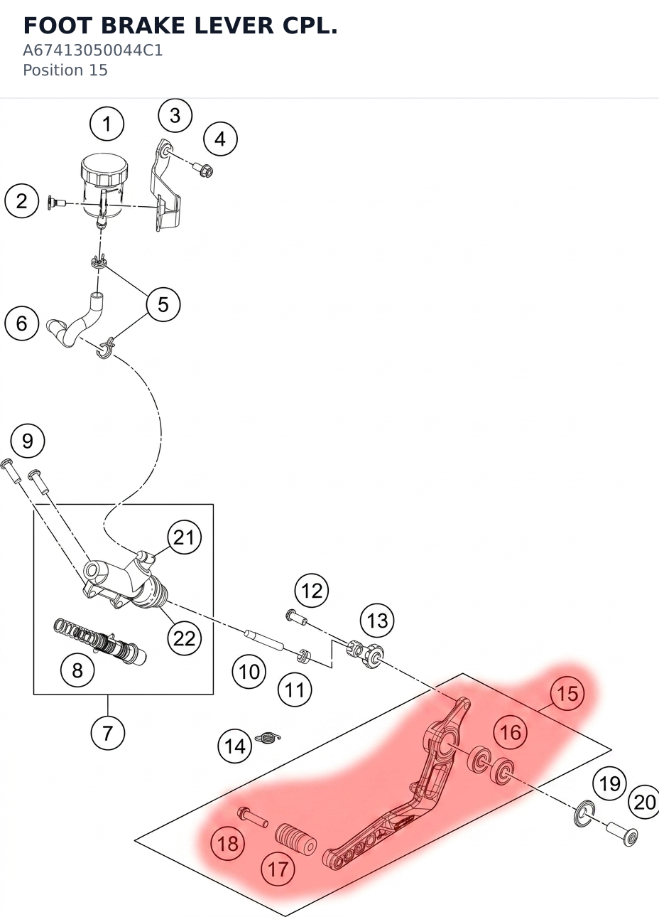 Diagram preview: FOOT BRAKE LEVER CPL. (A67413050044C1)