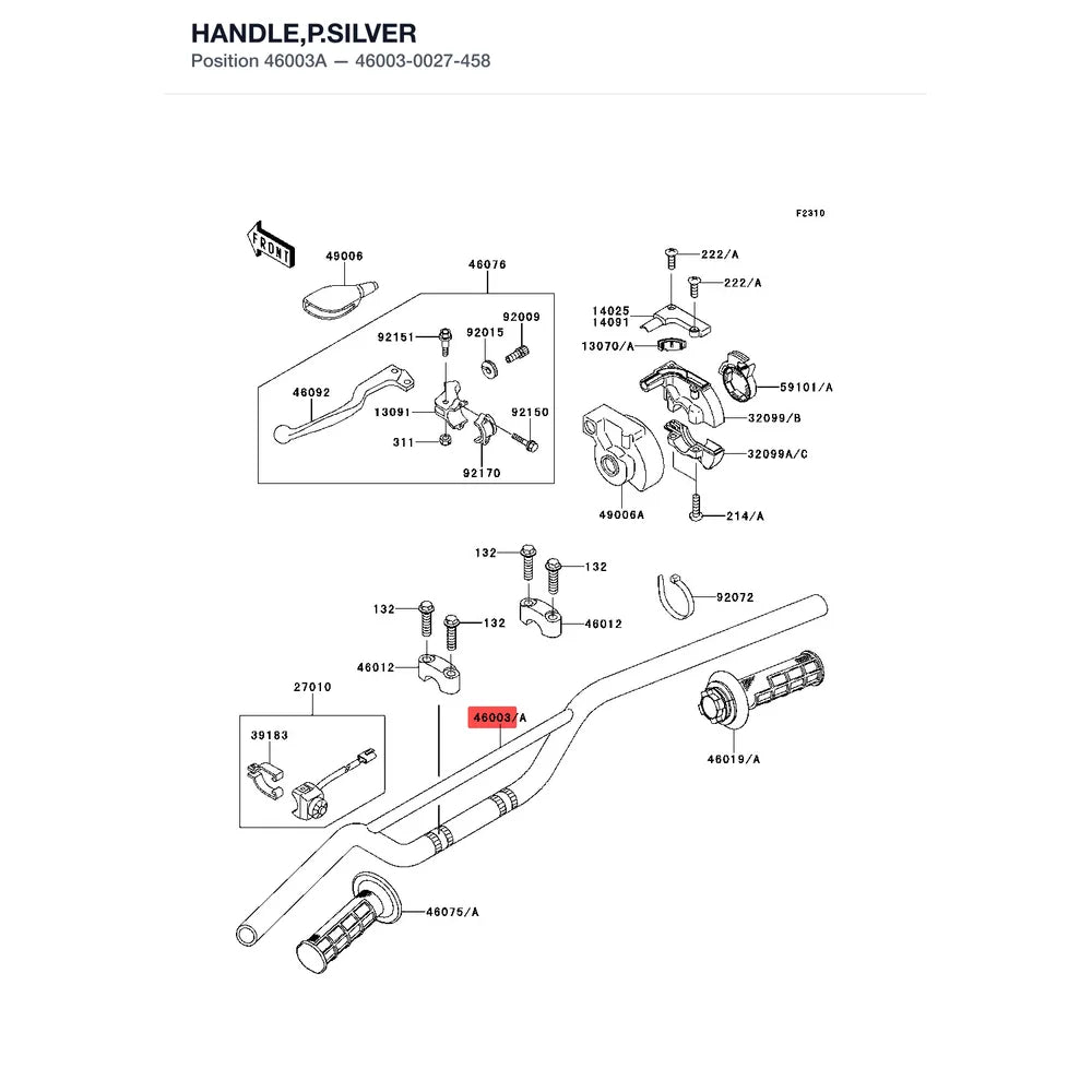 Kawasaki OEM – HANDLE,P.SILVER product image