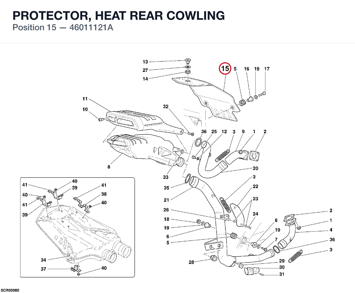 PROTECTOR, HEAT REAR COWLING 46011121A diagram position