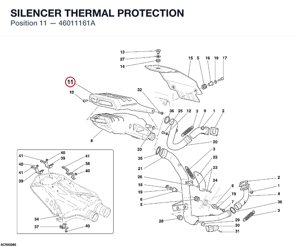 SILENCER THERMAL PROTECTION 46011161A diagram position