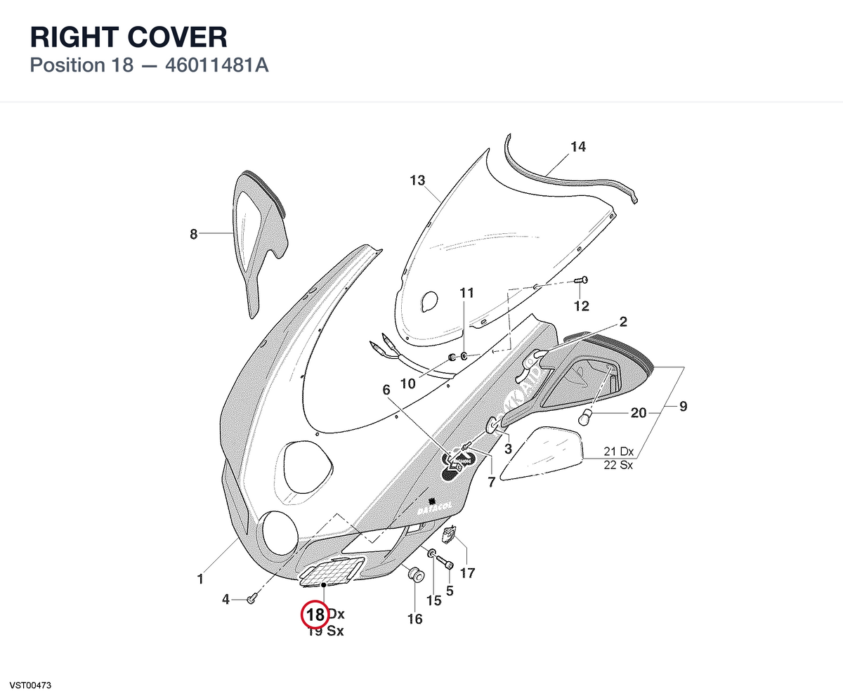 RIGHT COVER 46011481A diagram position