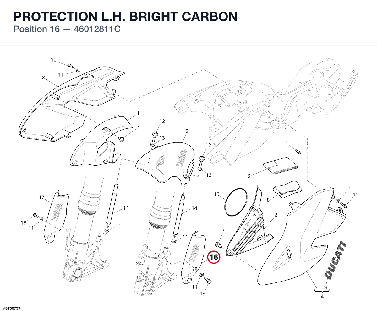 PROTECTION L.H. BRIGHT CARBON 46012811C diagram position