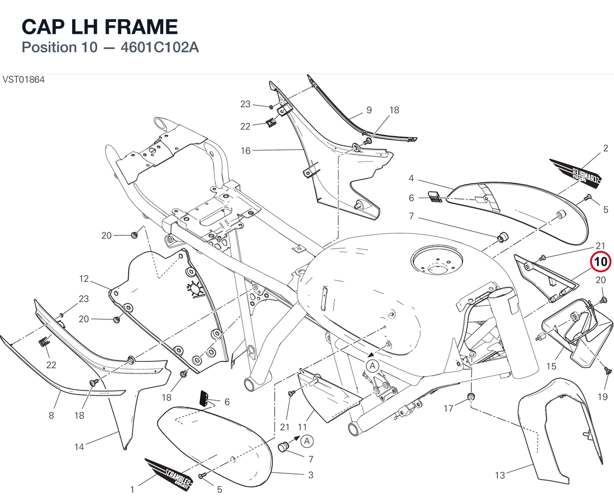 CAP LH FRAME 4601C102A diagram position