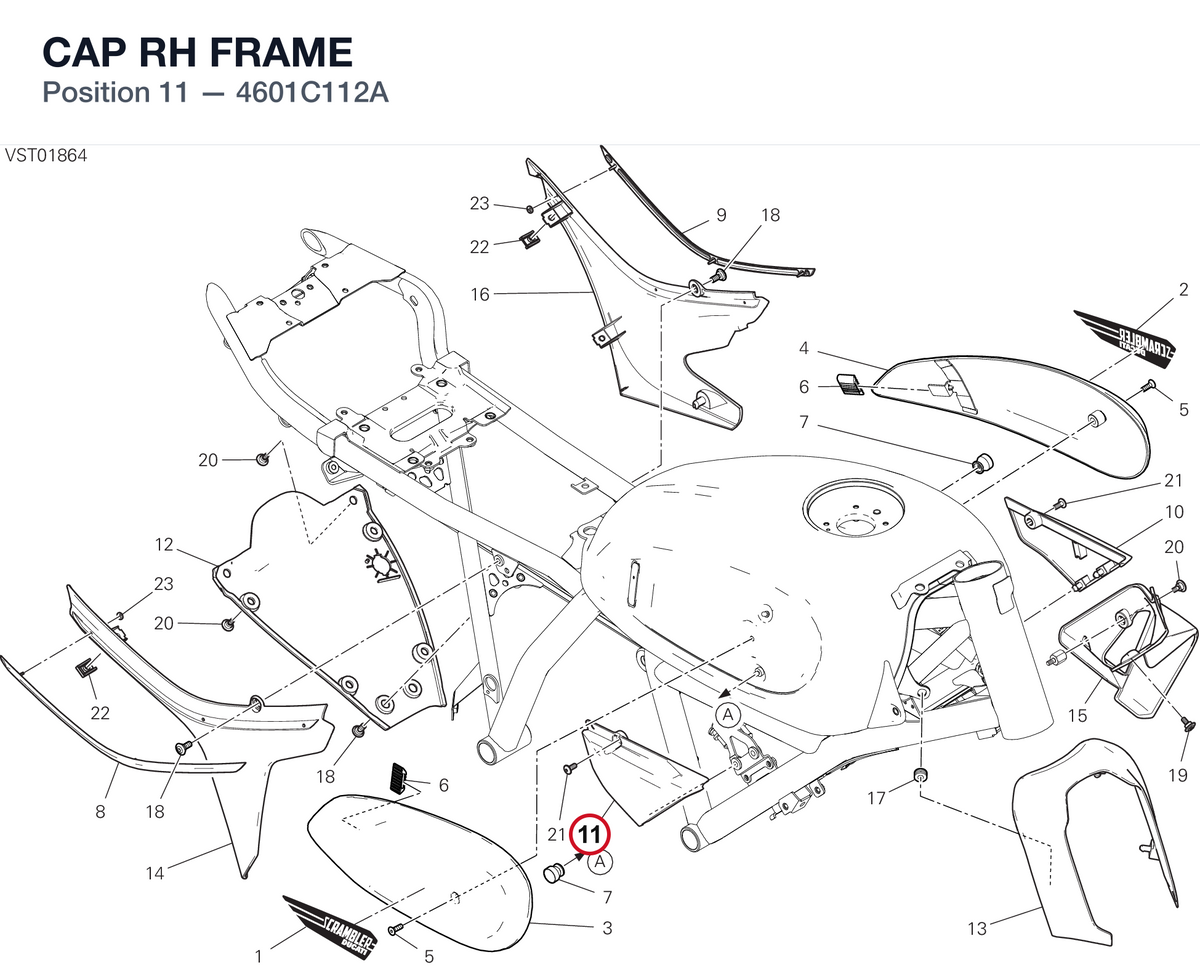 CAP RH FRAME 4601C112A diagram position