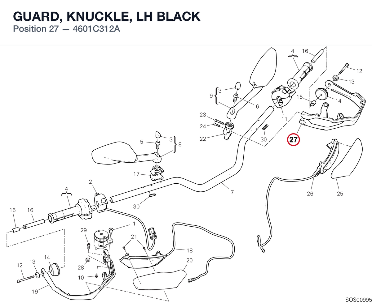 GUARD, KNUCKLE, LH BLACK 4601C312A diagram position