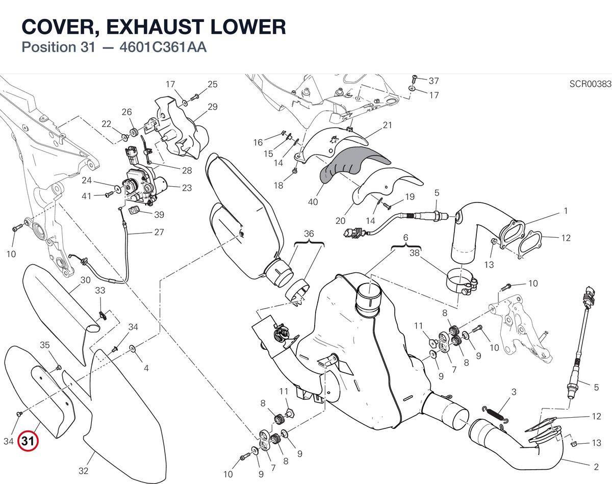 COVER, EXHAUST LOWER 4601C361AA diagram position