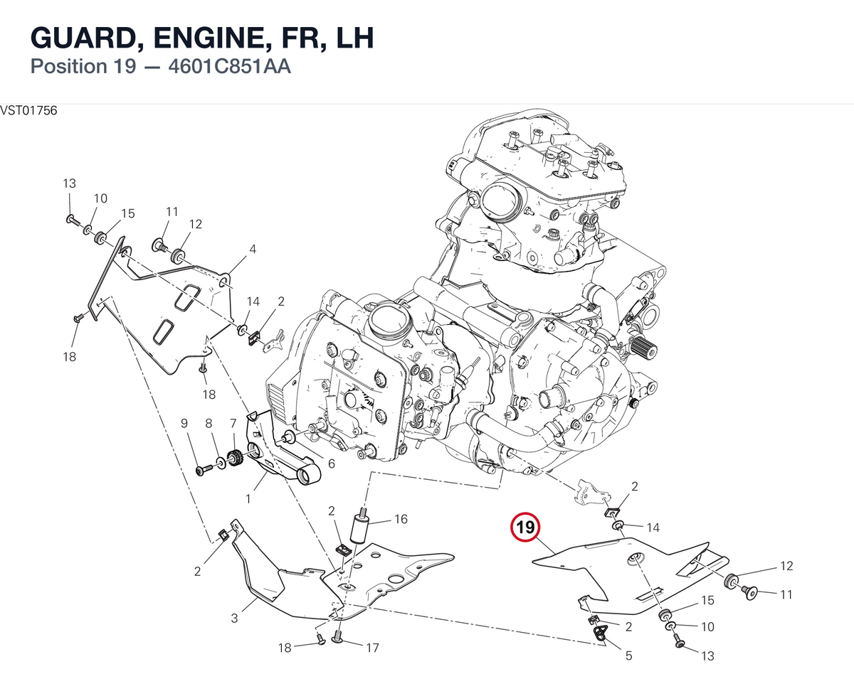 GUARD, ENGINE, FR, LH 4601C851AA diagram position