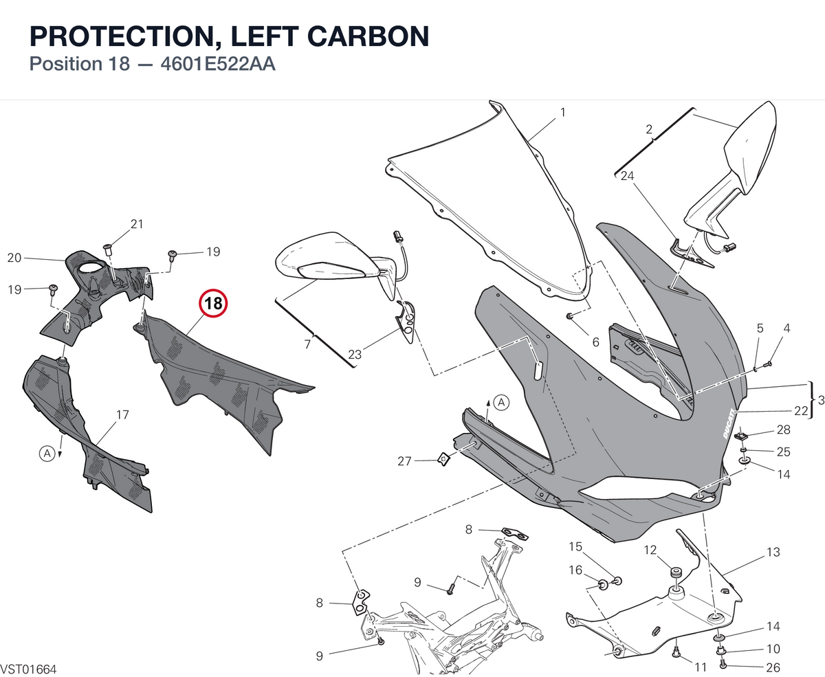 PROTECTION, LEFT CARBON 4601E522AA diagram position