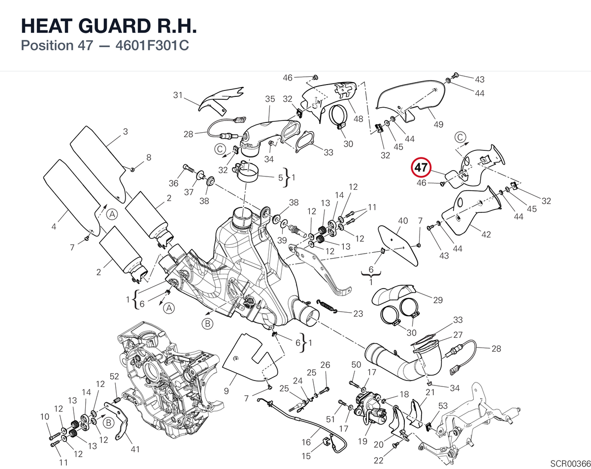 HEAT GUARD R.H. 4601F301C diagram position