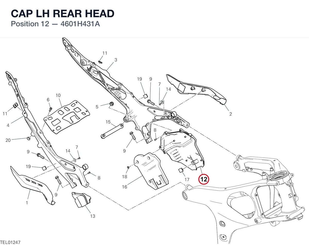 CAP LH REAR HEAD 4601H431A diagram position