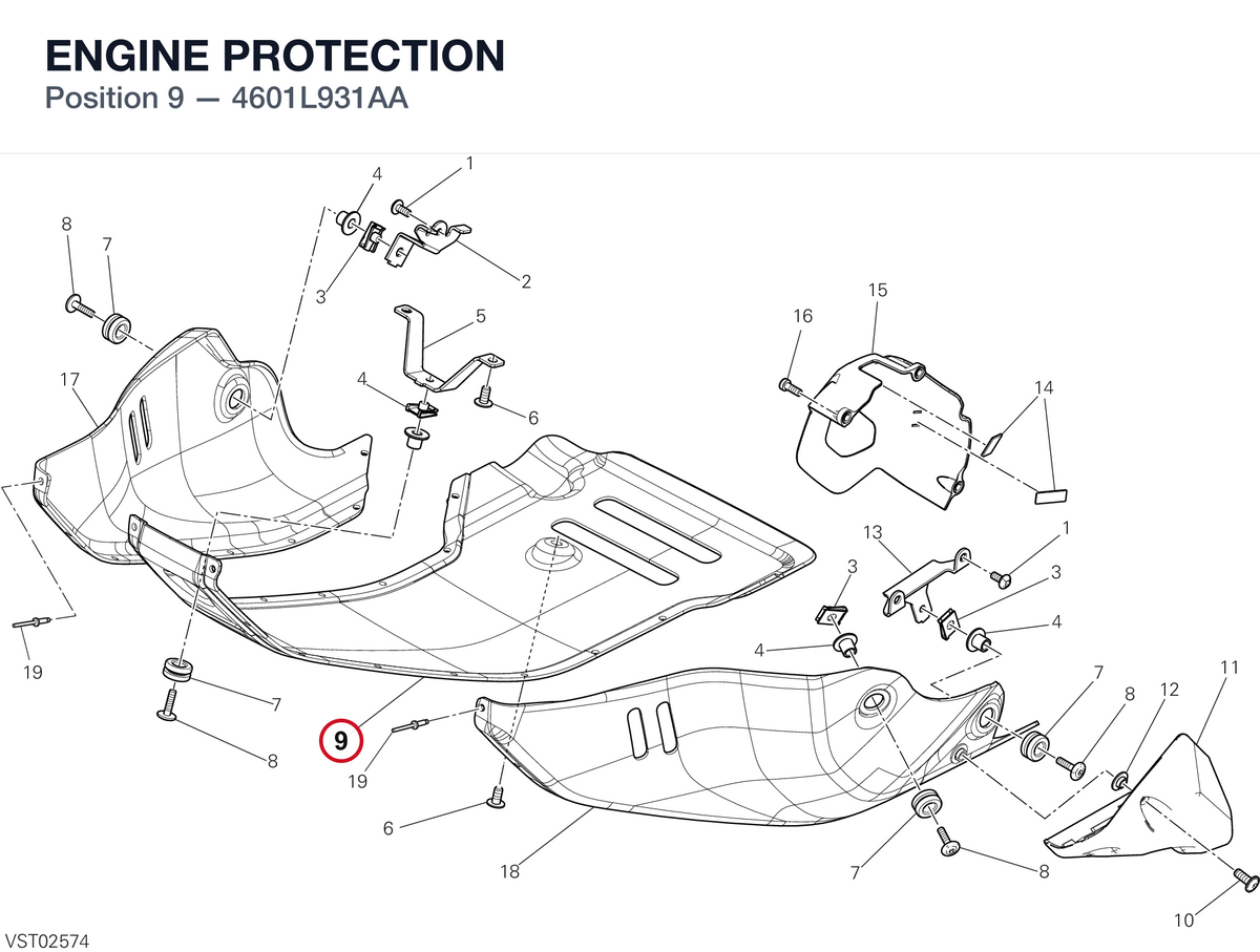 ENGINE PROTECTION 4601L931AA diagram position