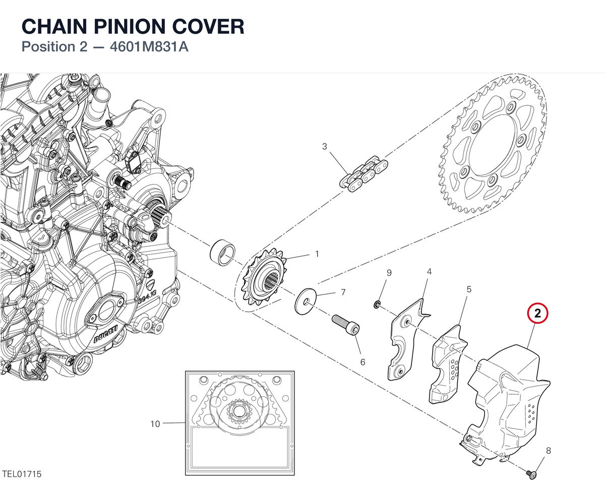 CHAIN PINION COVER 4601M831A diagram position