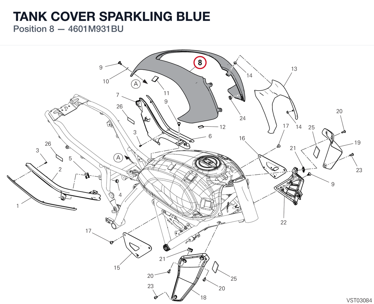 TANK COVER SPARKLING BLUE 4601M931BU diagram position
