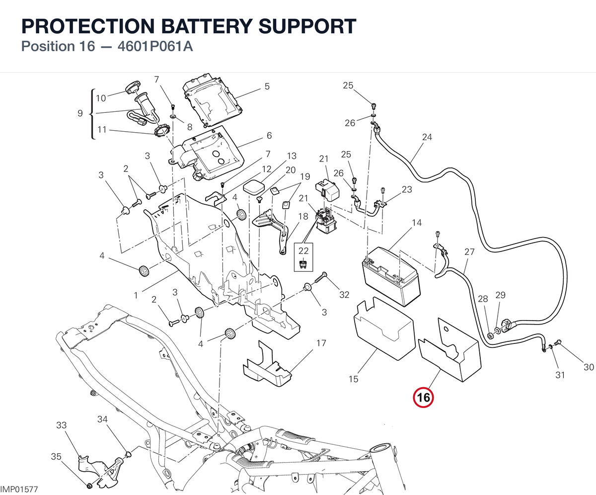 PROTECTION BATTERY SUPPORT 4601P061A diagram position