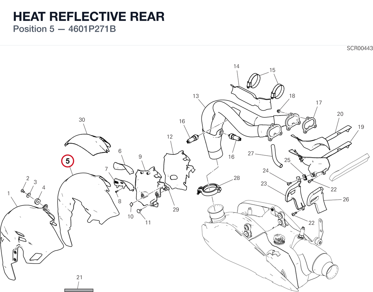 HEAT REFLECTIVE REAR 4601P271B diagram position