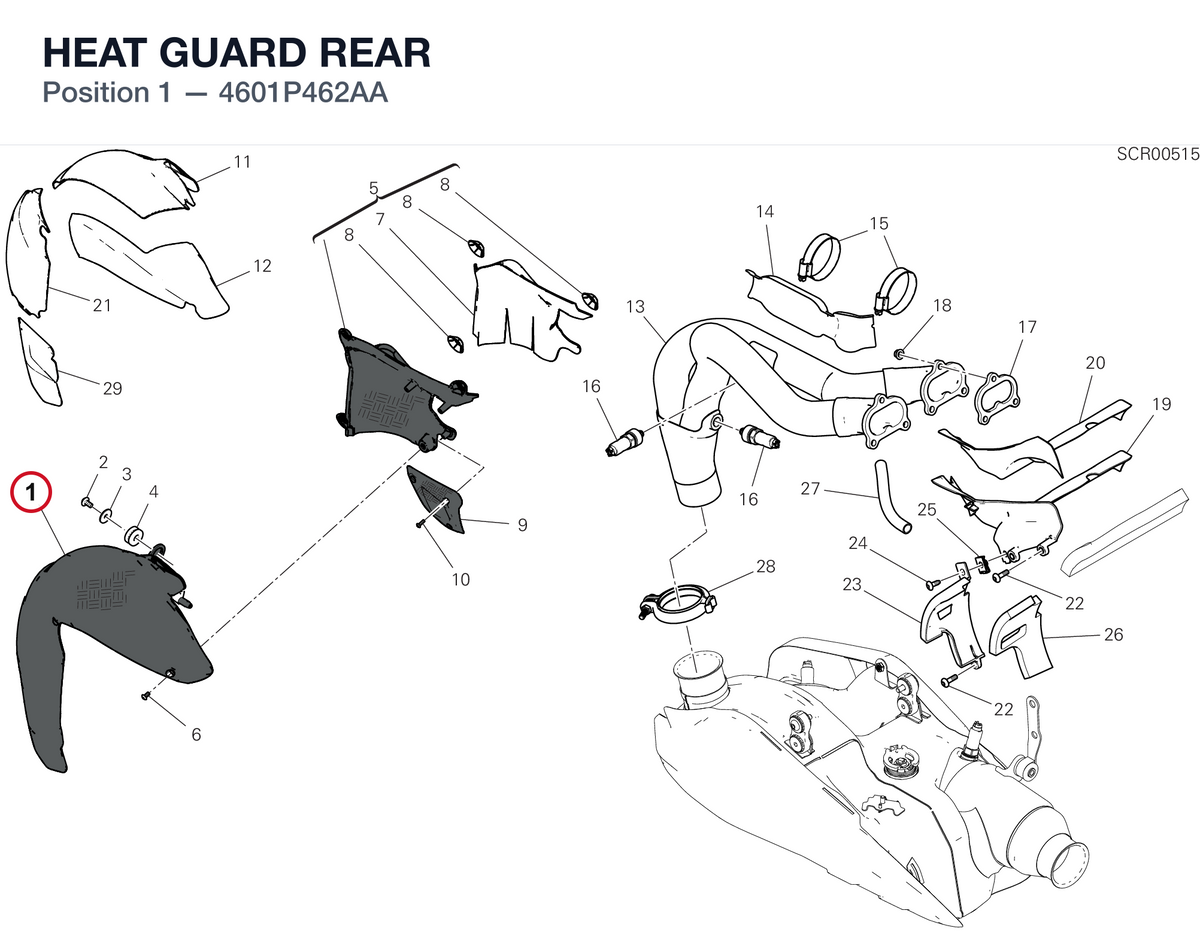 HEAT GUARD REAR 4601P462AA diagram position