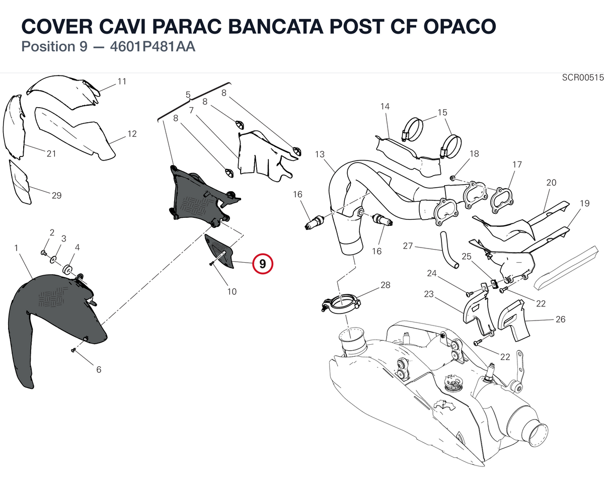 COVER CAVI PARAC BANCATA POST CF OPACO 4601P481AA diagram position