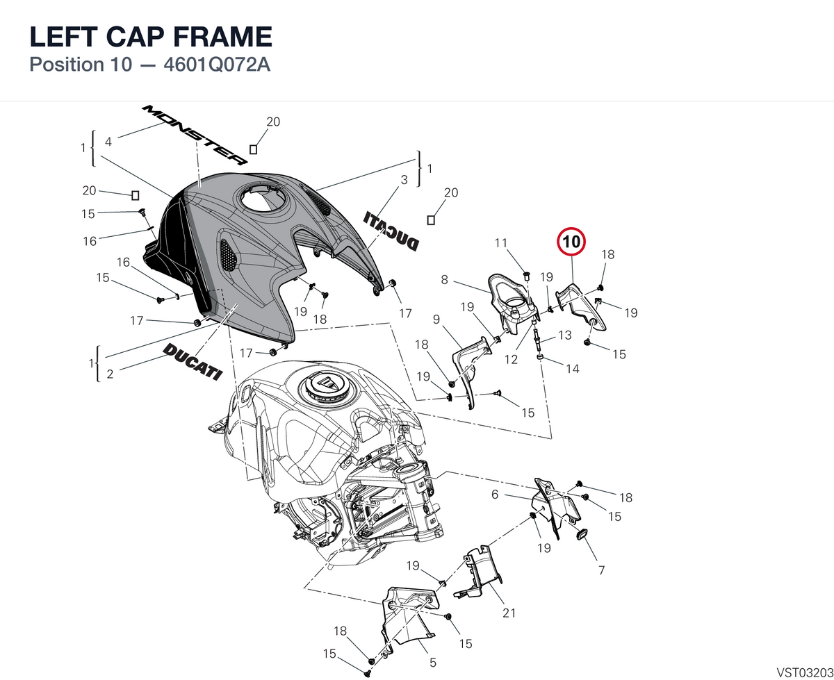 LEFT CAP FRAME 4601Q072A diagram position