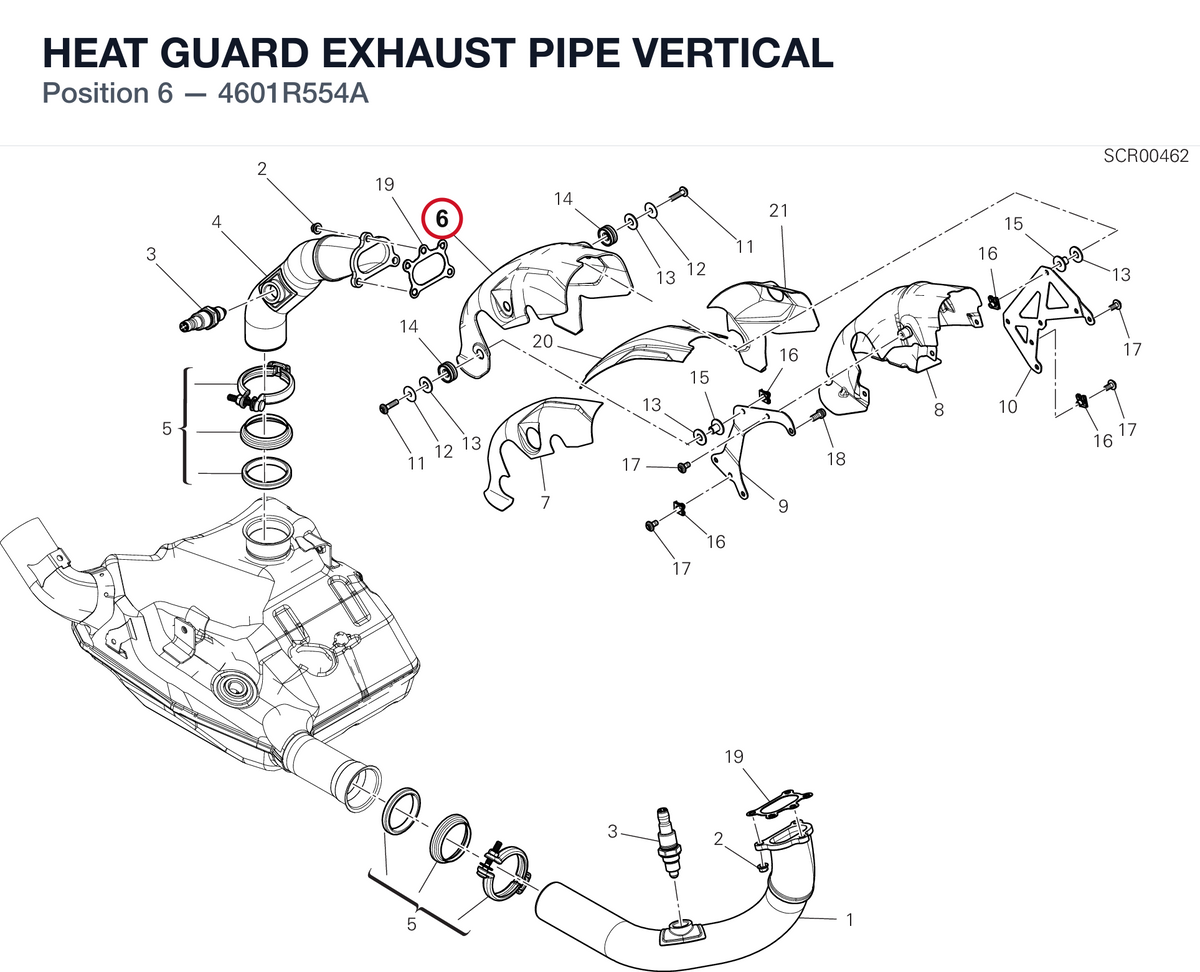 HEAT GUARD EXHAUST PIPE VERTICAL 4601R554A diagram position