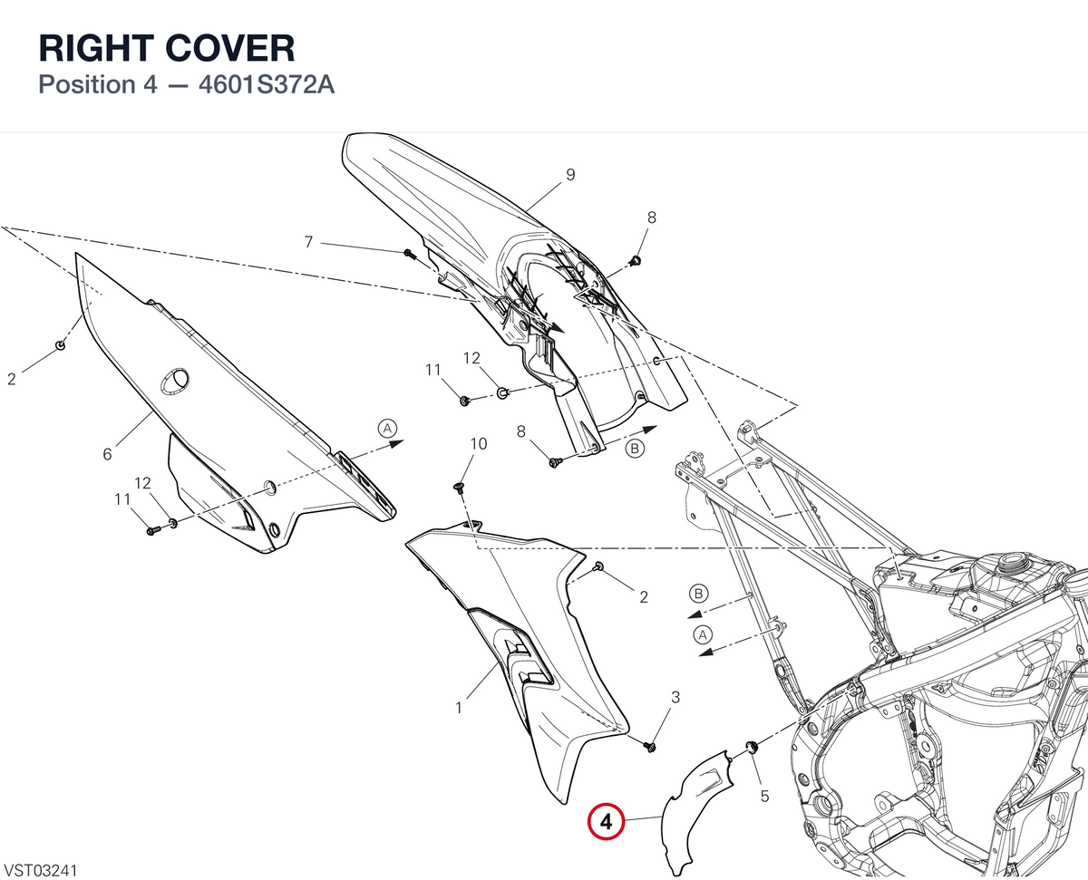 RIGHT COVER 4601S372A diagram position