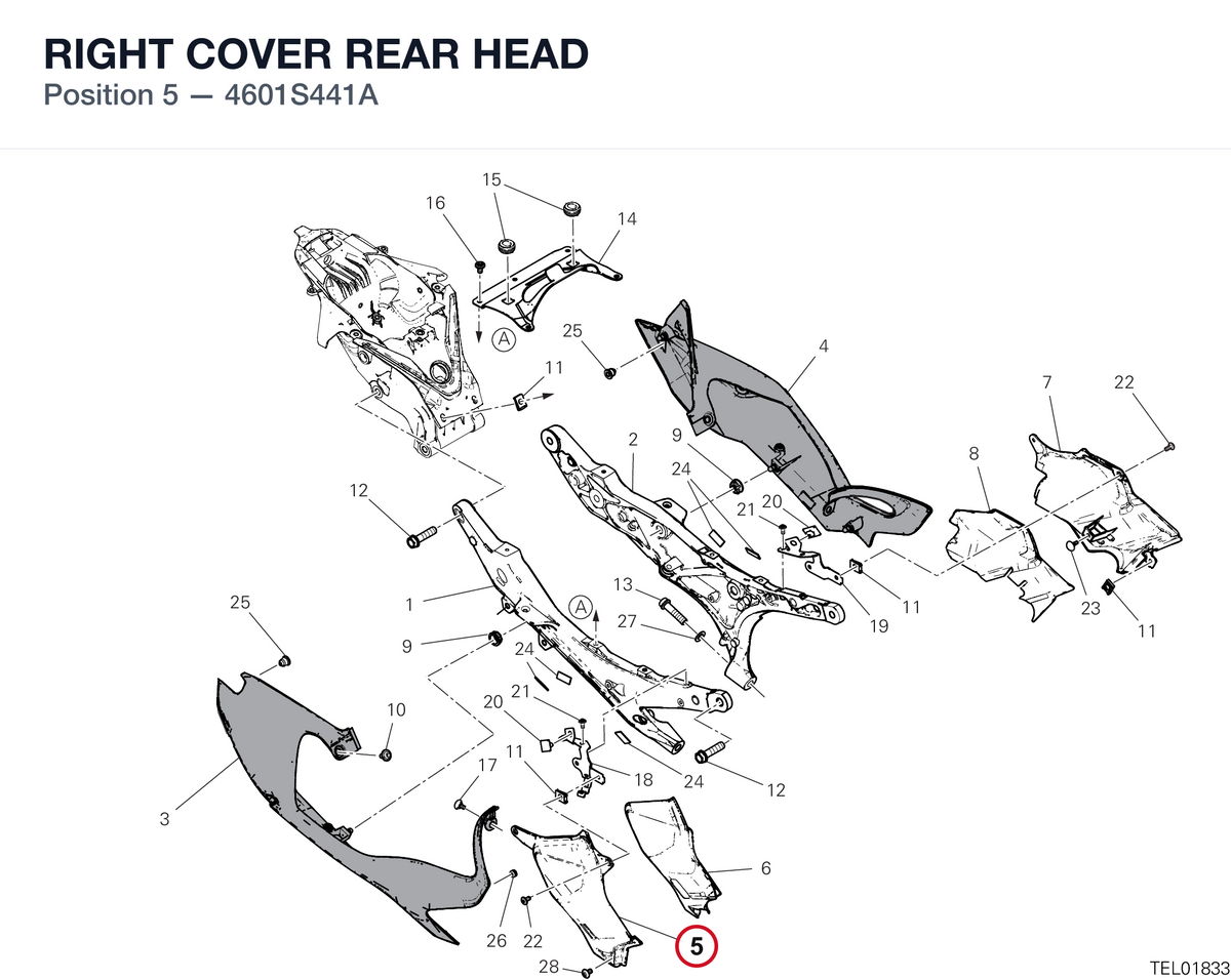 RIGHT COVER REAR HEAD 4601S441A diagram position