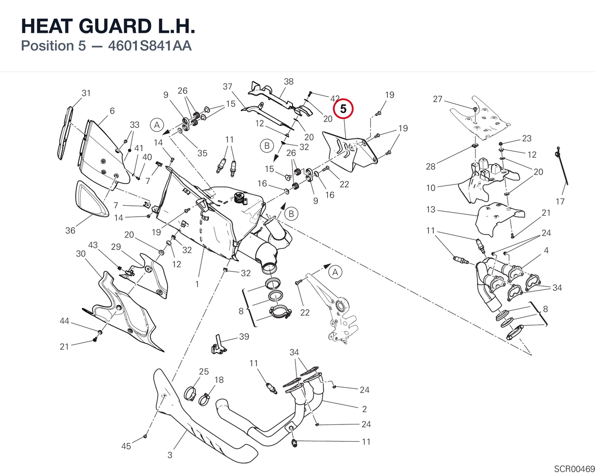 HEAT GUARD L.H. 4601S841AA diagram position