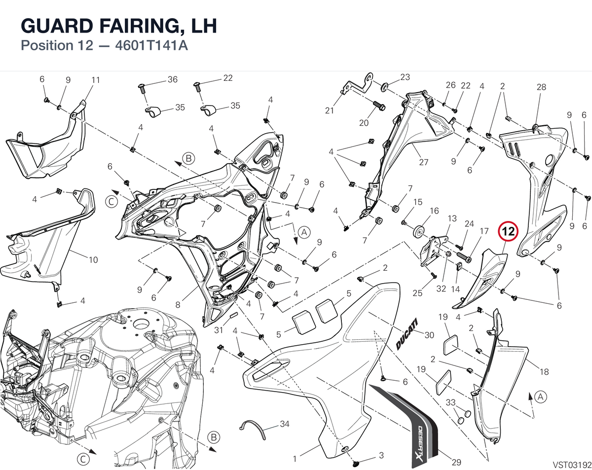 GUARD FAIRING, LH 4601T141A diagram position