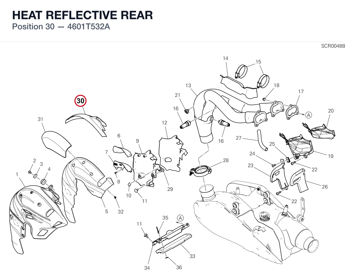 HEAT REFLECTIVE REAR 4601T532A diagram position