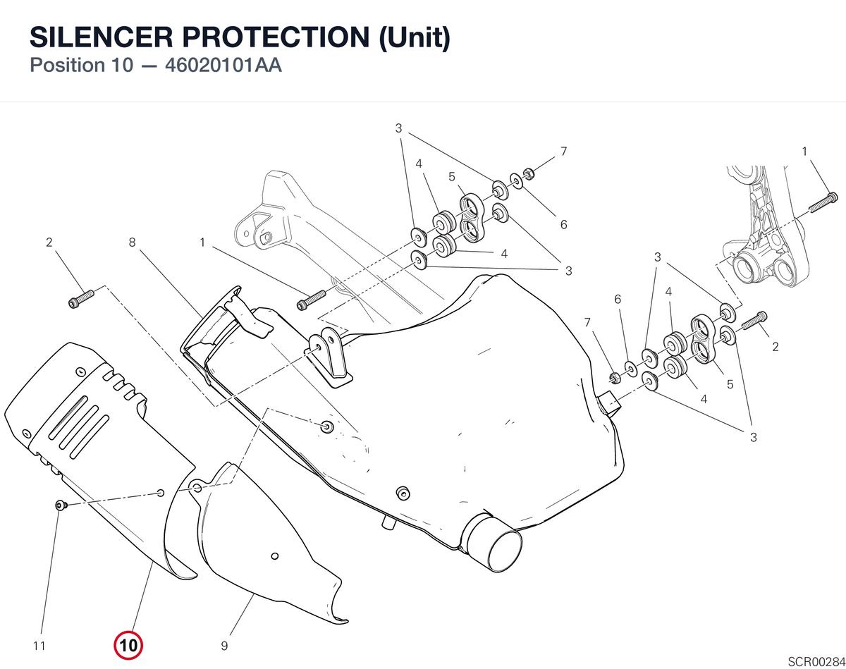 SILENCER PROTECTION (Unit) 46020101AA diagram position