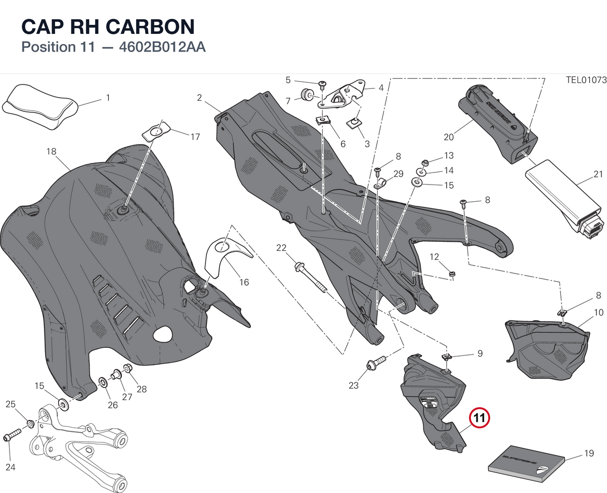 CAP RH CARBON 4602B012AA diagram position
