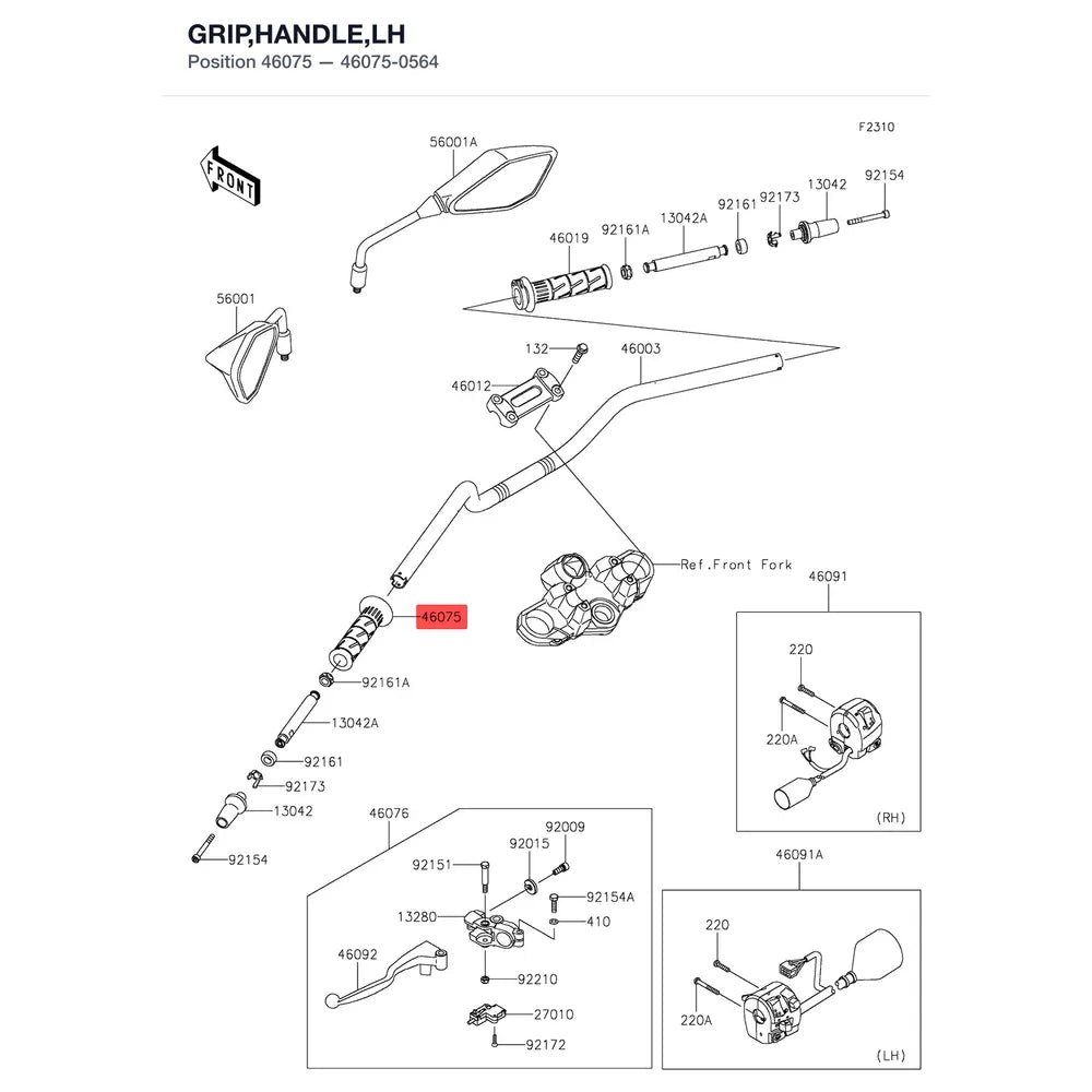 Kawasaki OEM – GRIP,HANDLE,LH product image