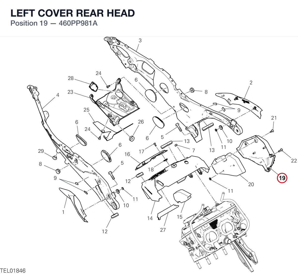 LEFT COVER REAR HEAD 460PP981A diagram position