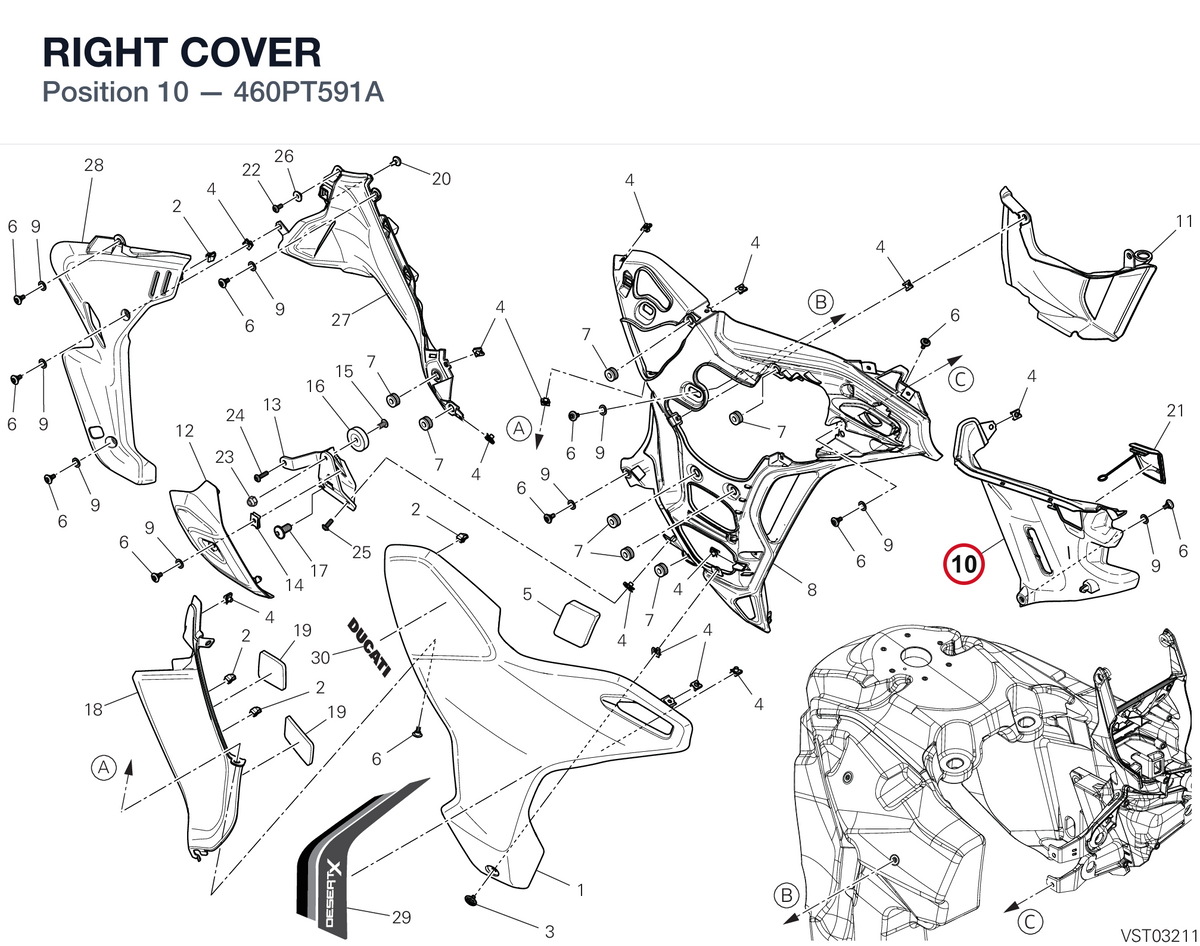 RIGHT COVER 460PT591A diagram position