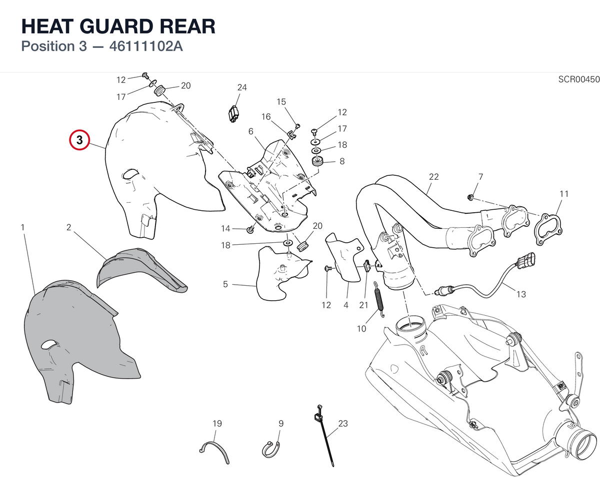 HEAT GUARD REAR 46111102A diagram position