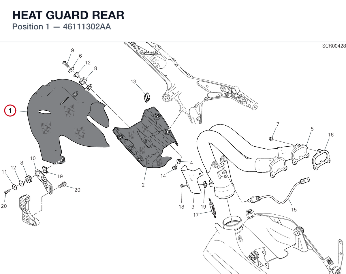 HEAT GUARD REAR 46111302AA diagram position