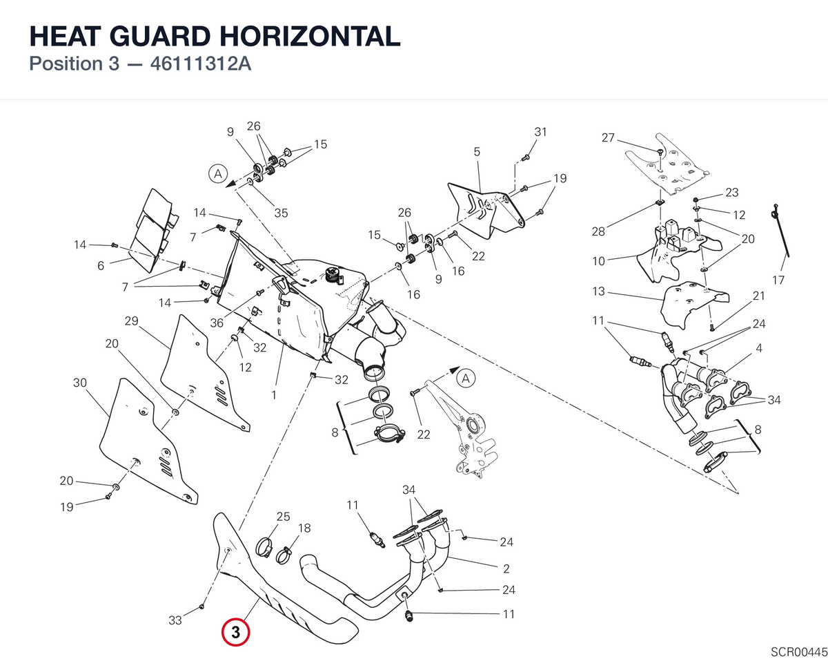 HEAT GUARD HORIZONTAL 46111312A diagram position