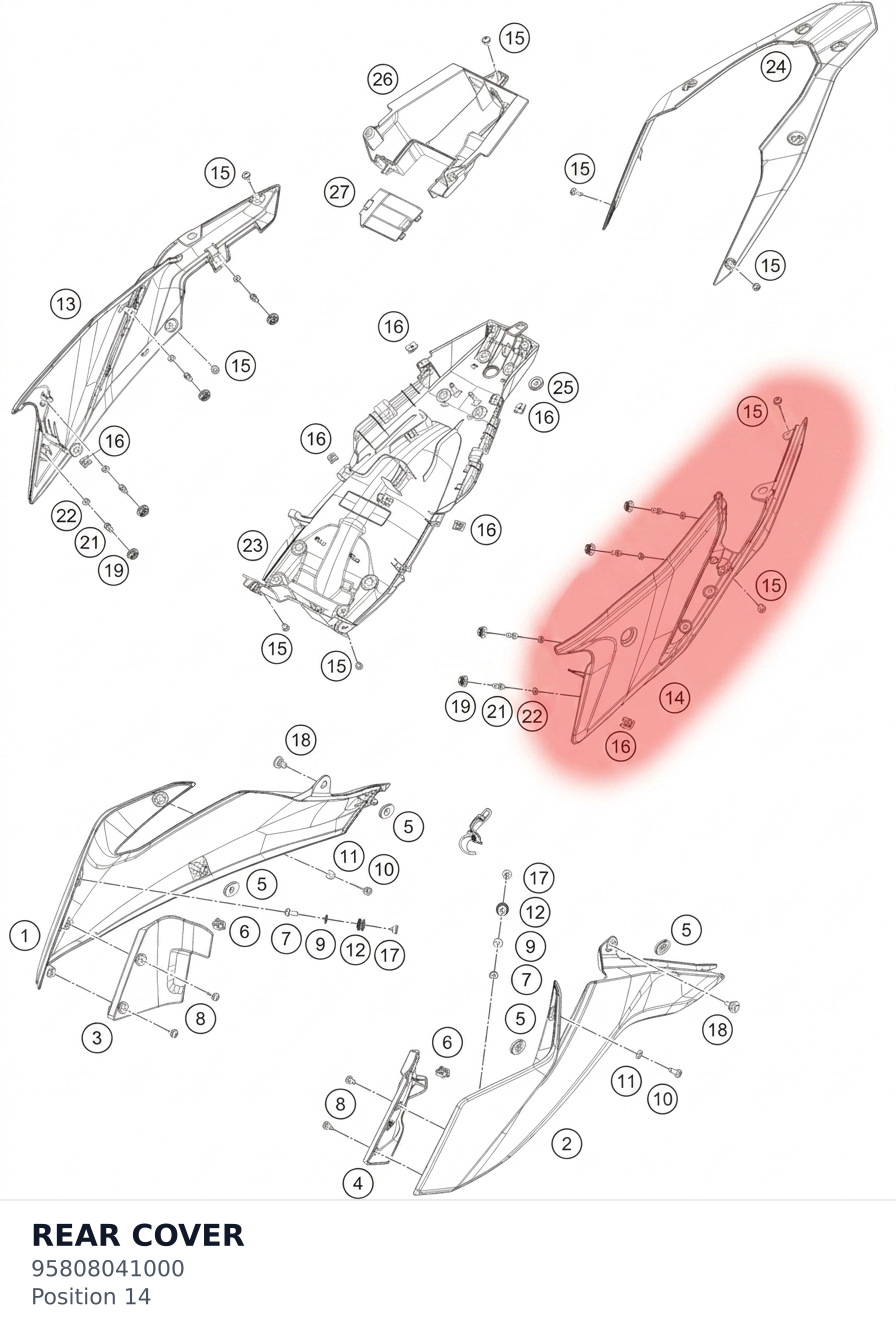 Diagram preview: REAR COVER (95808041000)