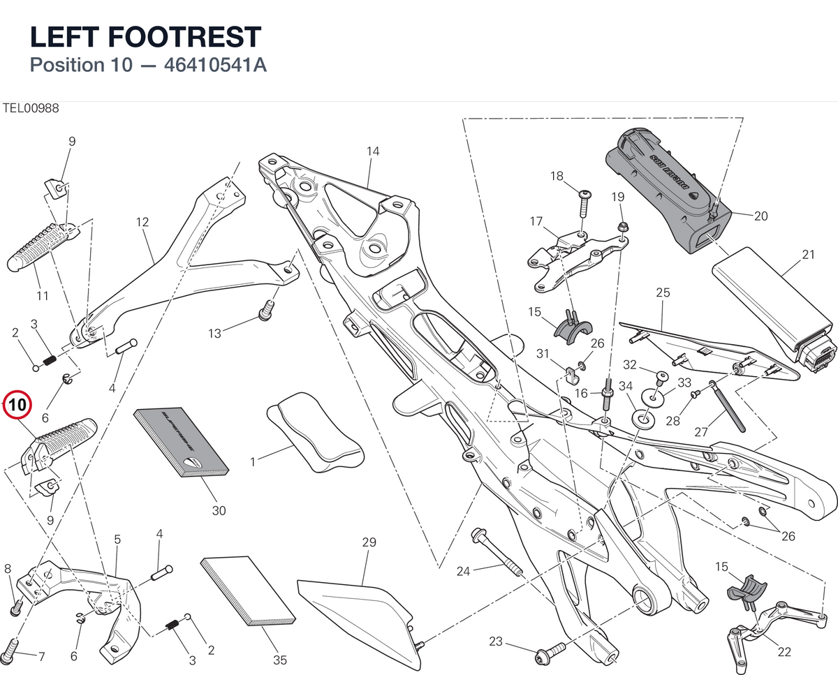 LEFT FOOTREST 46410541A diagram position