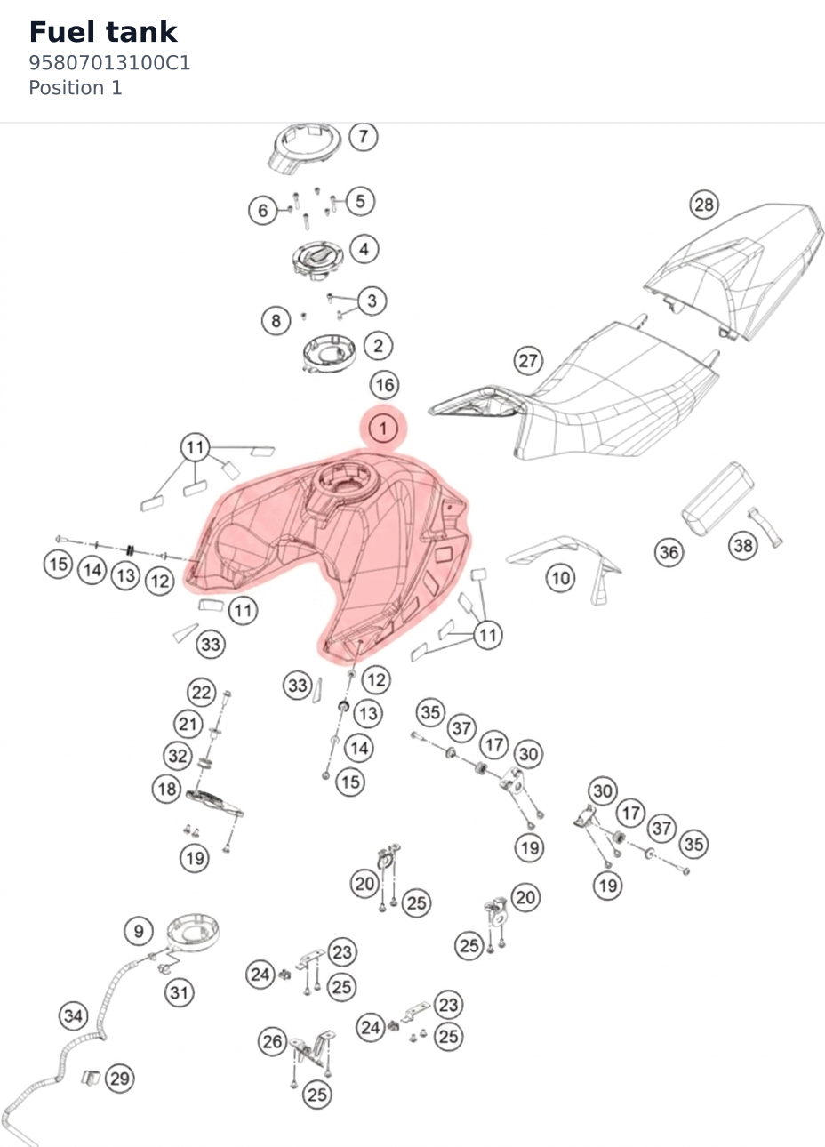 Diagram preview: Fuel tank (95807013100C1)