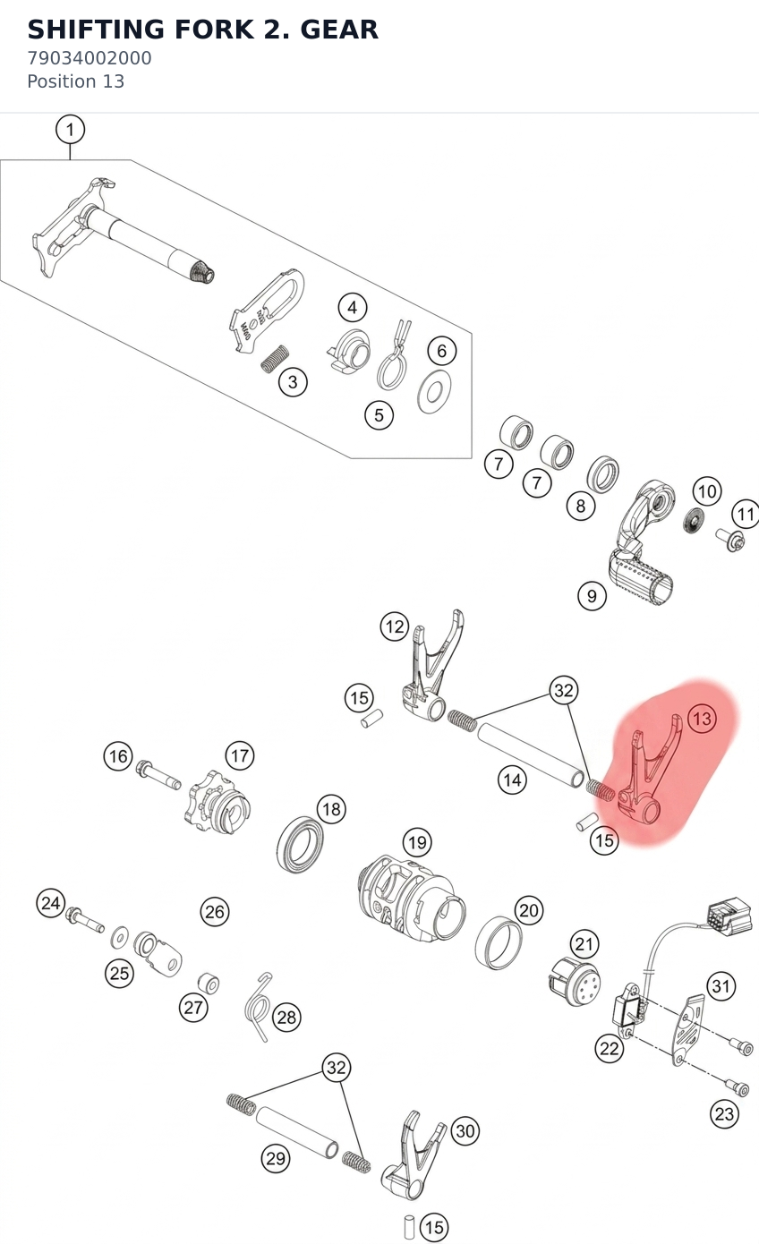 Diagram preview: SHIFTING FORK 2. GEAR (79034002000)