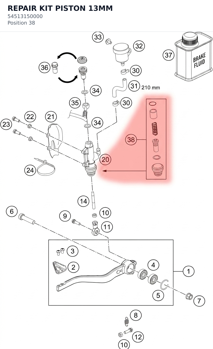 Diagram preview: REPAIR KIT PISTON 13MM (54513150000)