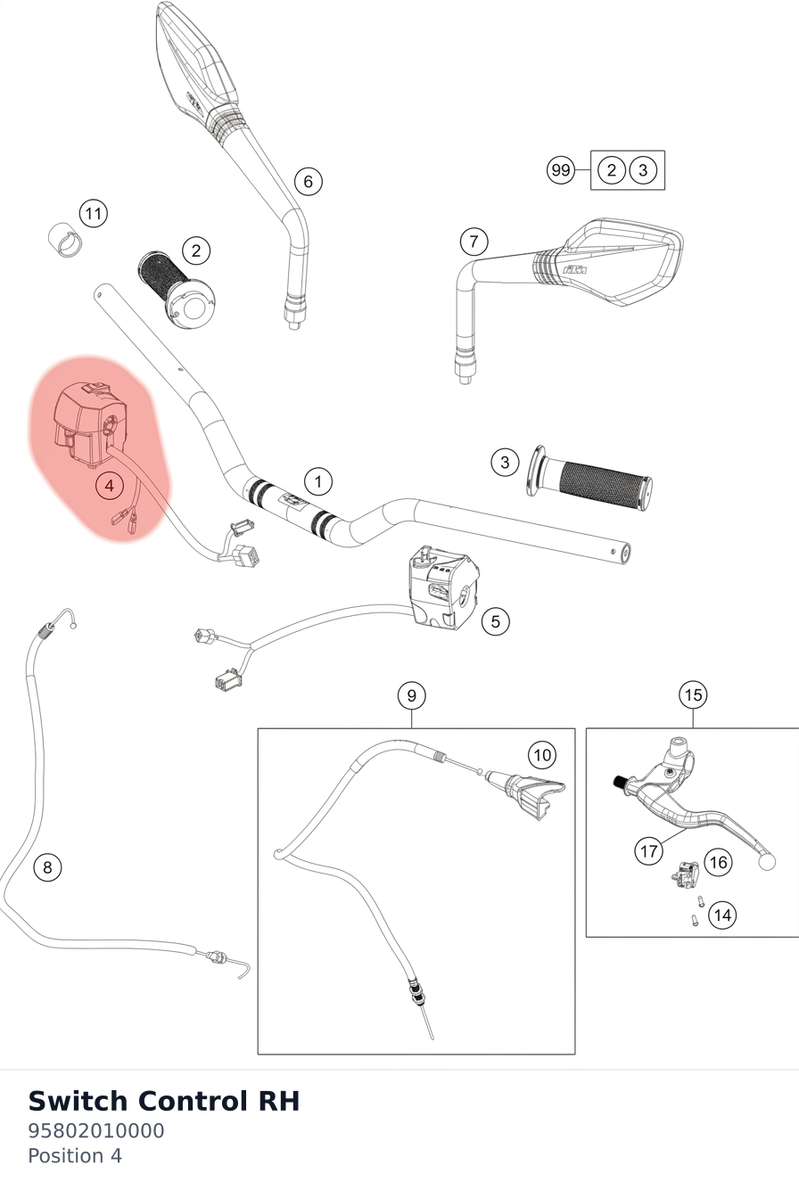 Diagram preview: Switch Control RH (95802010000)