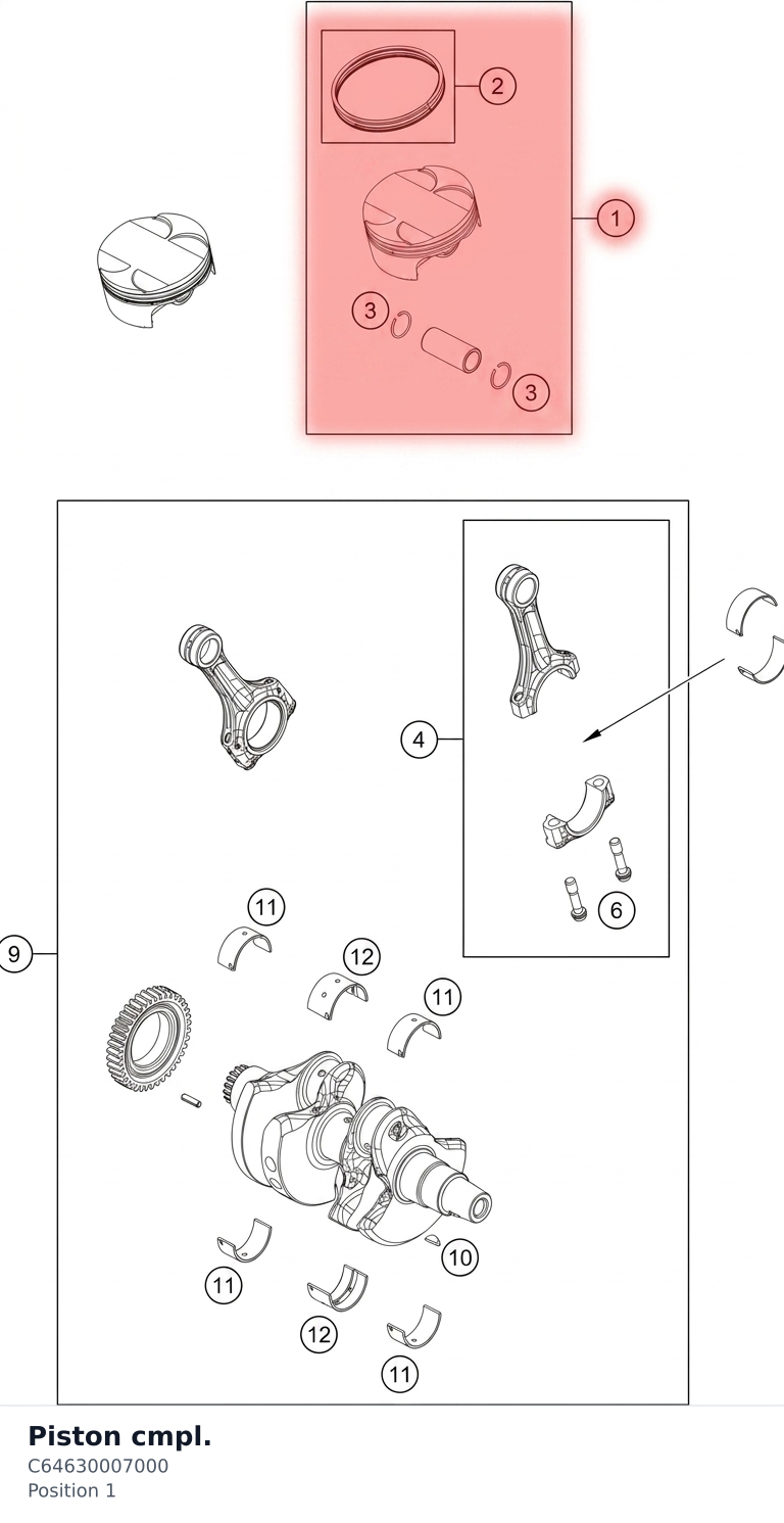 Diagram preview: Piston cmpl. (C64630007000)