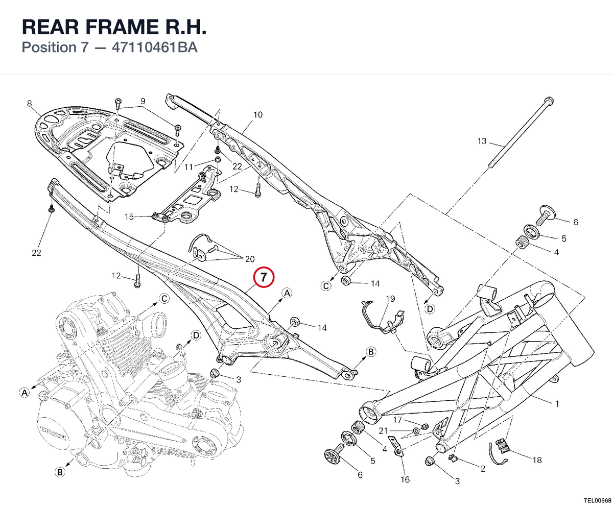 REAR FRAME R.H. 47110461BA diagram position