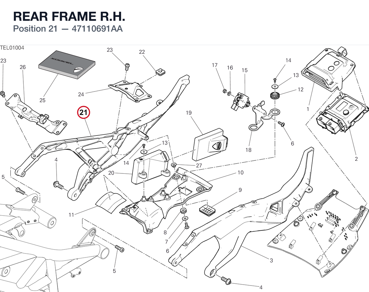 REAR FRAME R.H. 47110691AA diagram position