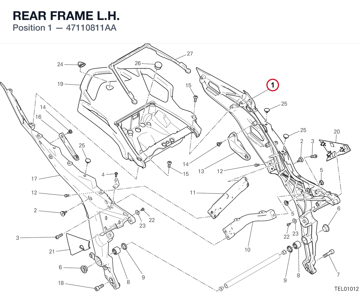 REAR FRAME L.H. 47110811AA diagram position