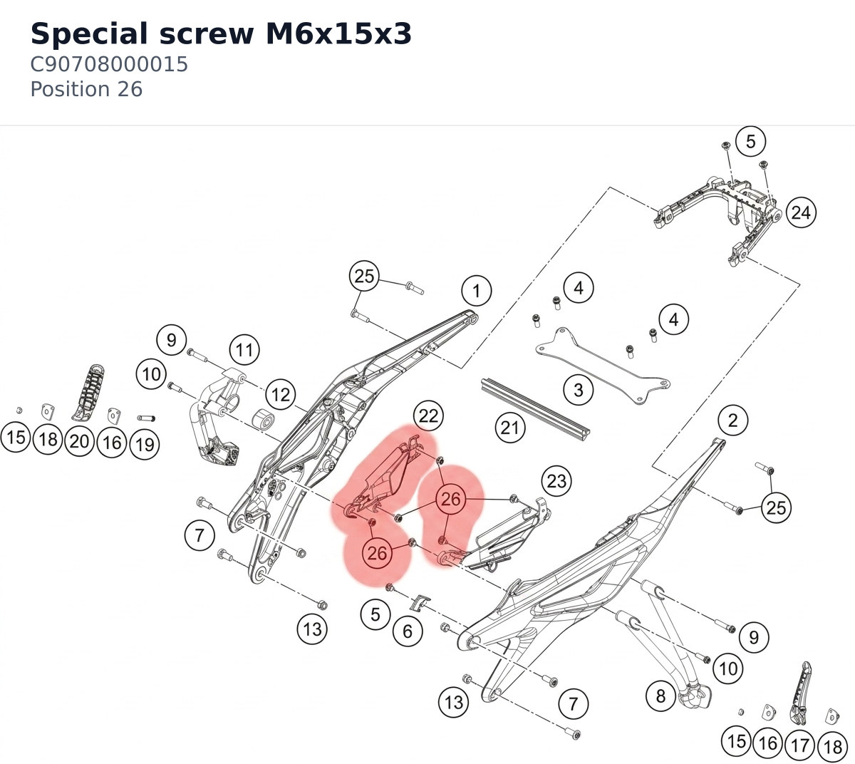 Diagram preview: Special screw M6x15x3 (C90708000015)